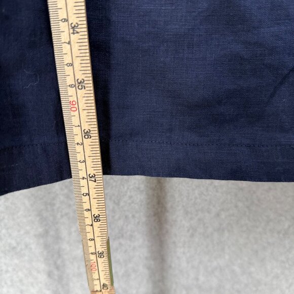 Eileen Fisher Organic Linen Shift Dress Size M Navy Blue Pockets Classic SS EUC - Picture 10 of 12